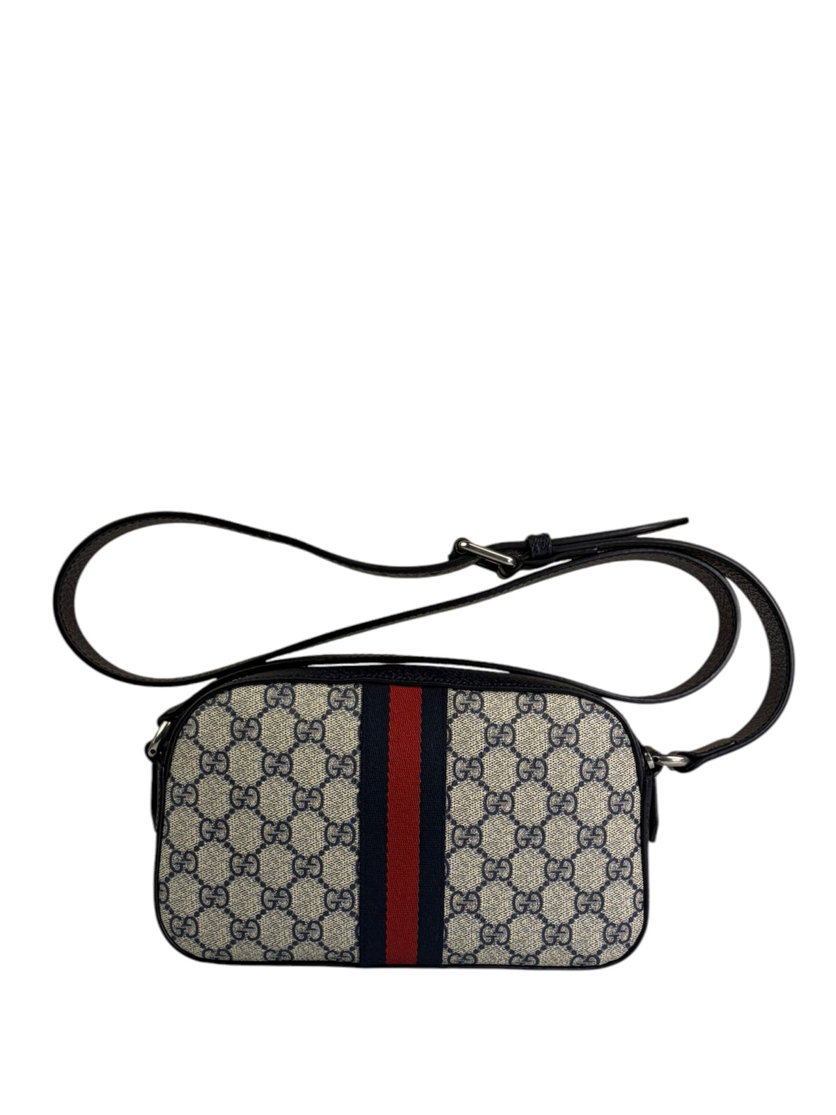 Gucci Navy/Beige Leather GG Supreme Small Ophidia Camera Bag