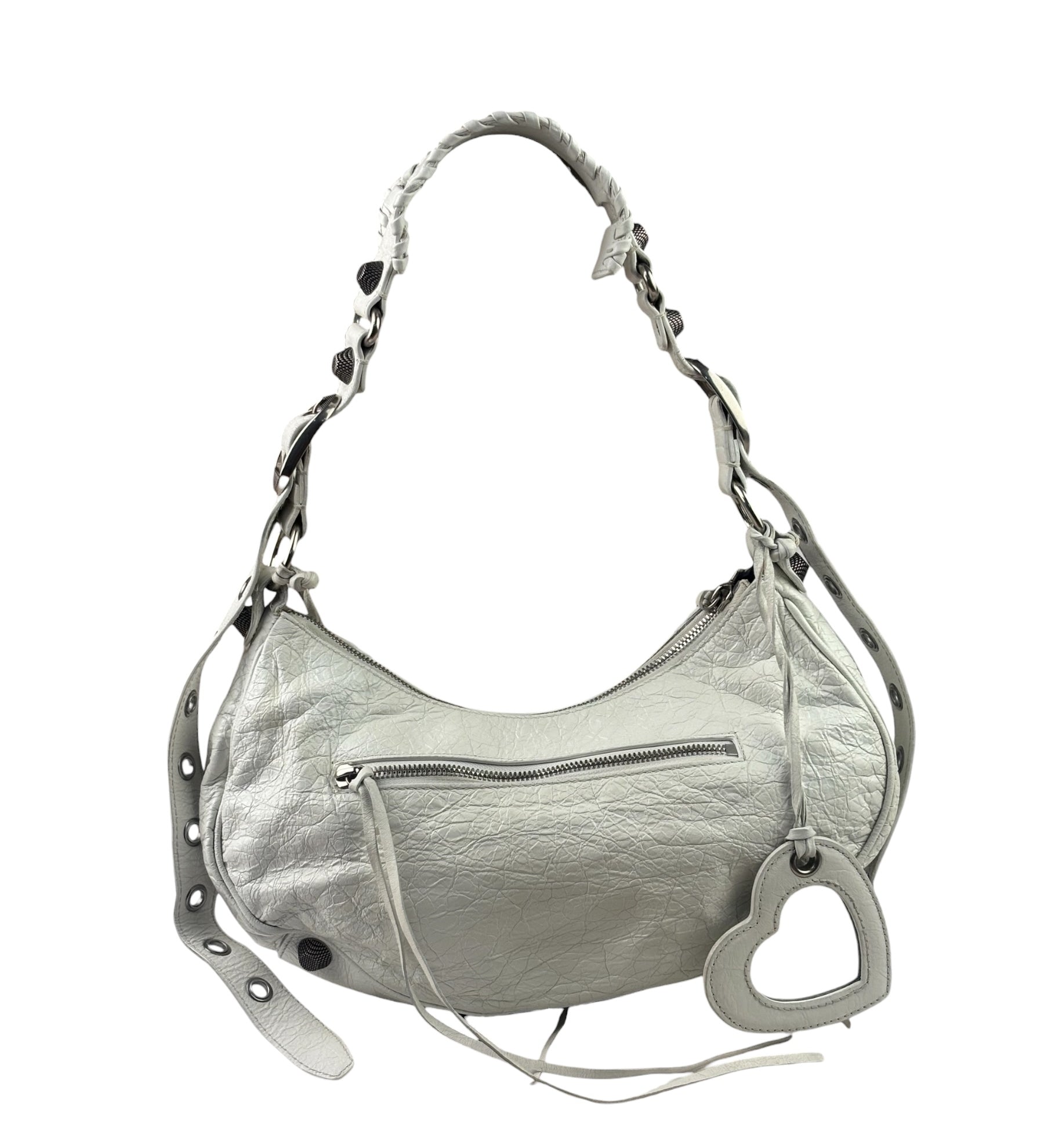 Balenciaga White Lambskin Le Cagole Shoulder Bag