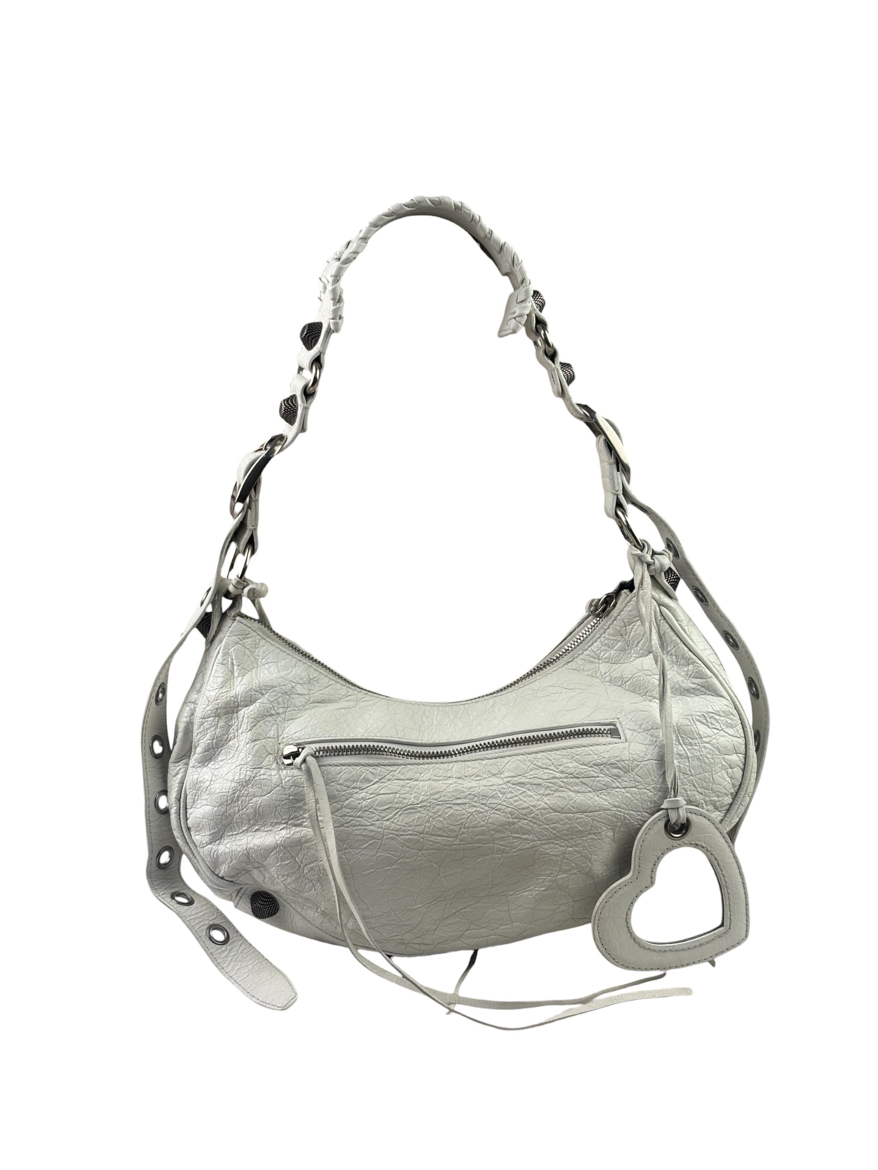 Balenciaga White Lambskin Le Cagole Shoulder Bag