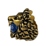 Gucci Lion Head Blue Crystal Ring