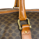 Celine Brown Leather Canvas Macadam Travel Handbag