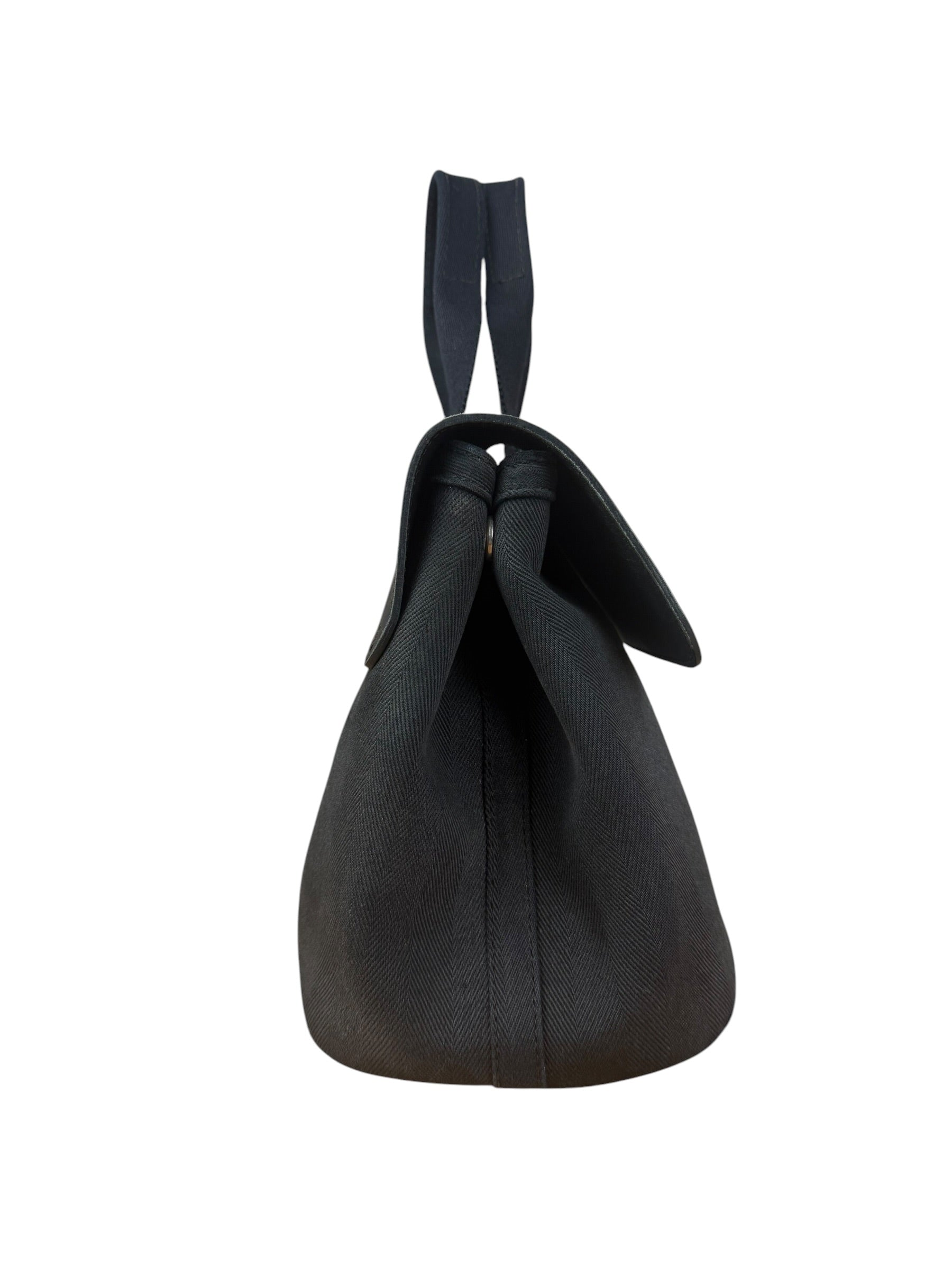 Hermes Black Canvas Leather Valparaiso Handbag