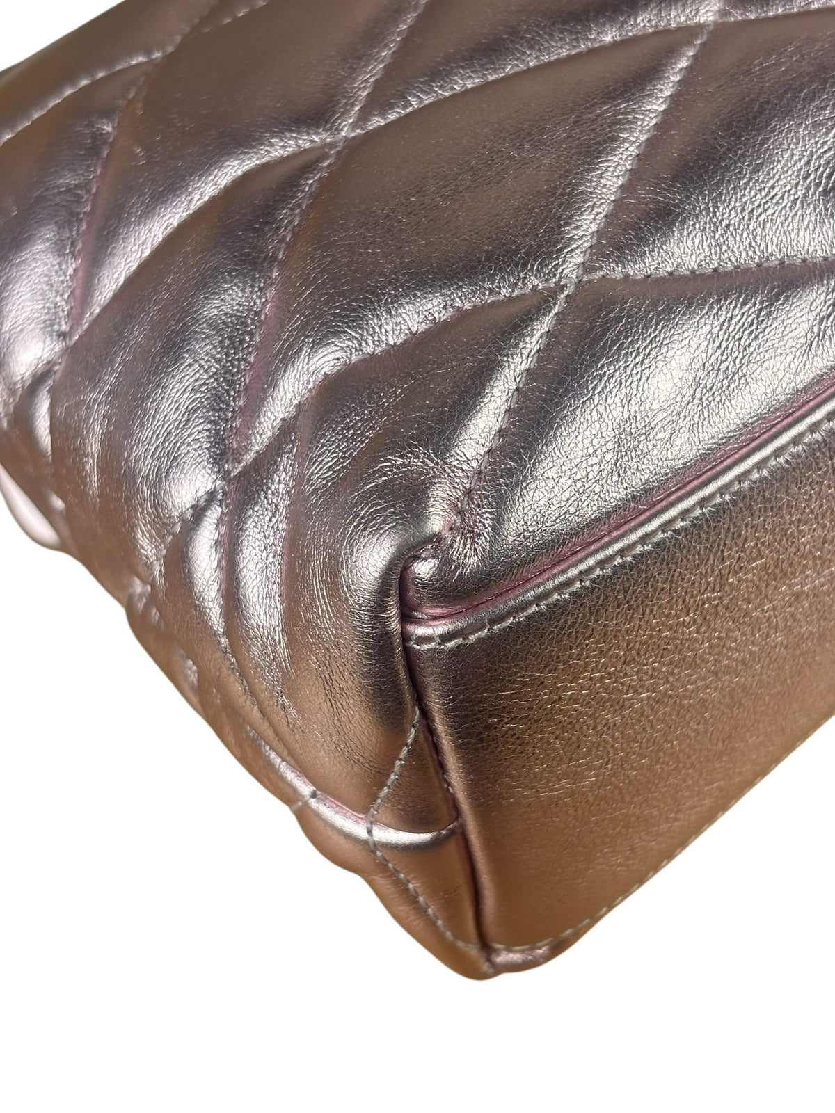 YSL Metallic Pink Quilted Lambskin LargeSade Puffer Envelope Clutch