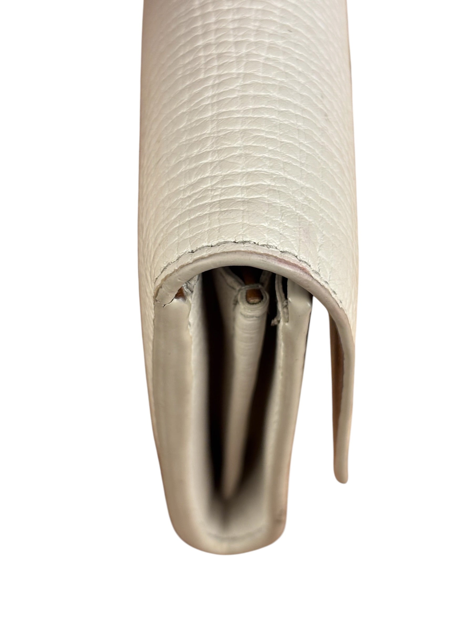 Bottega Veneta White Leather Palmellato Angle Long Wallet