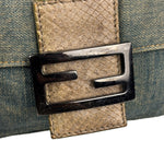 Fendi Denim/Snakeskin Trim Mini Baguette