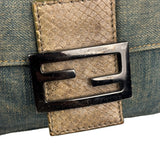 Fendi Denim/Snakeskin Trim Mini Baguette