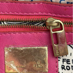 Fendi Pink Leather Logo Embossed Baguette