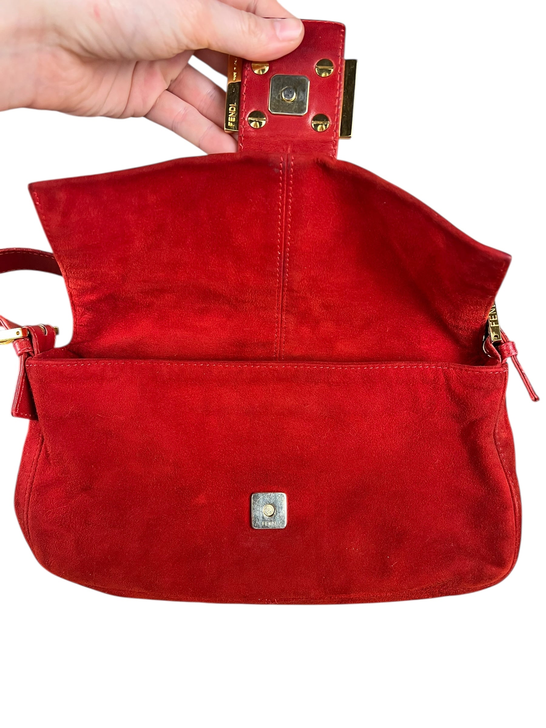 Fendi Baguette Red Suede