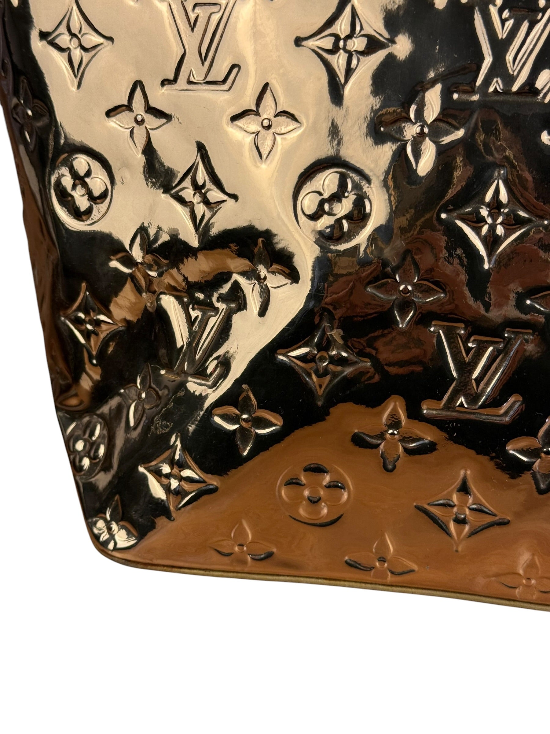 Louis Vuitton Gold Monogram Vernis Miroir Bellevue GM Tote