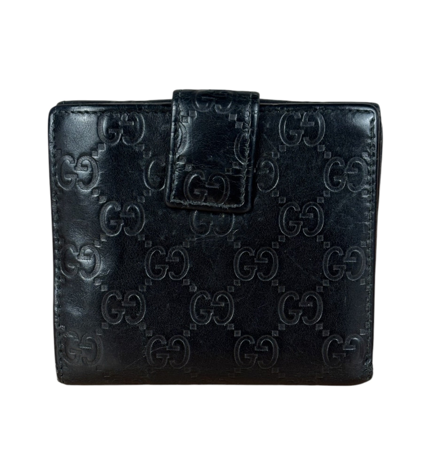 Gucci GG Vintage Black Guccissima Sukey French Flap Wallet