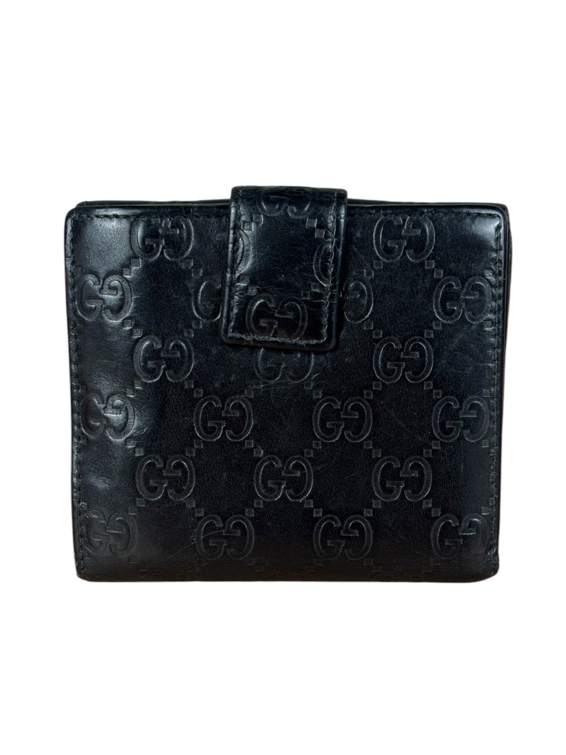 Gucci GG Vintage Black Guccissima Sukey French Flap Wallet
