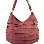 Yves Saint Laurent Dusty Rose Leather Tropez Ruffled Frilled Hobo Bag