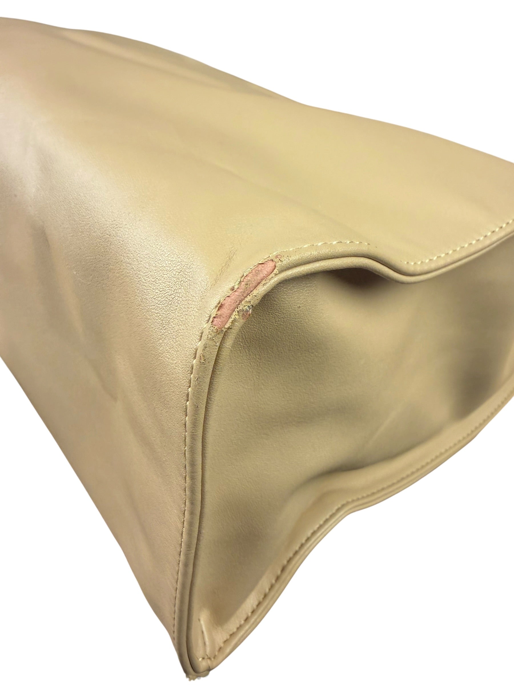 Telfar Cream Leather Medium Shopping Tote Bag