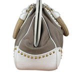 Prada Beige Vitello Trimmed Canapa Bag