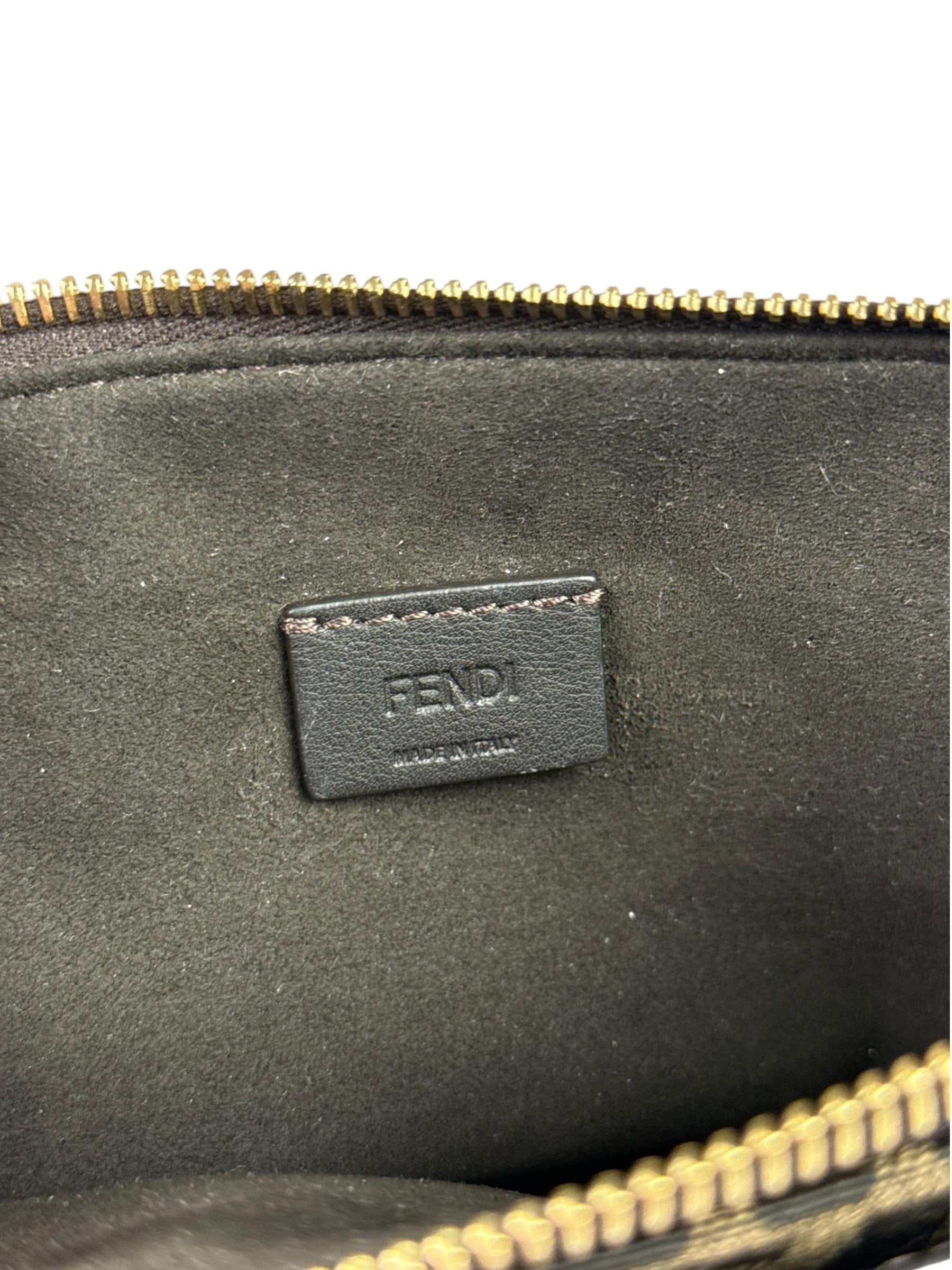 Fendi Brown Leather Trim Zucca By The Way Soft Mini Crossbody