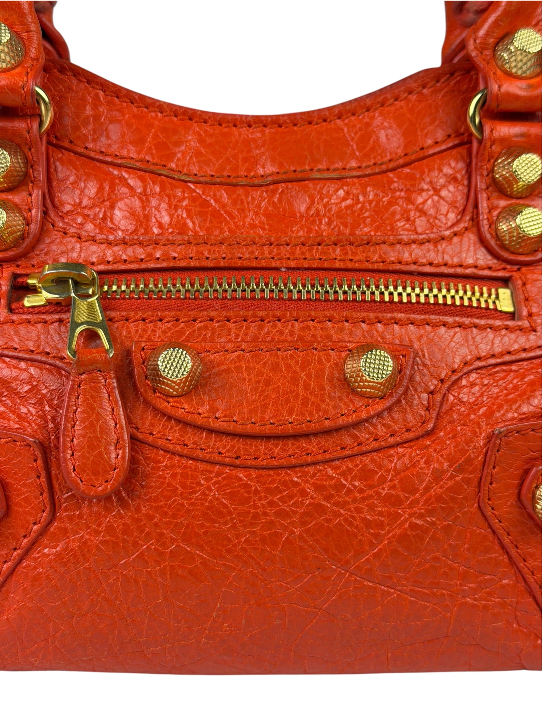 Balenciaga Red Leather Mini City Bag