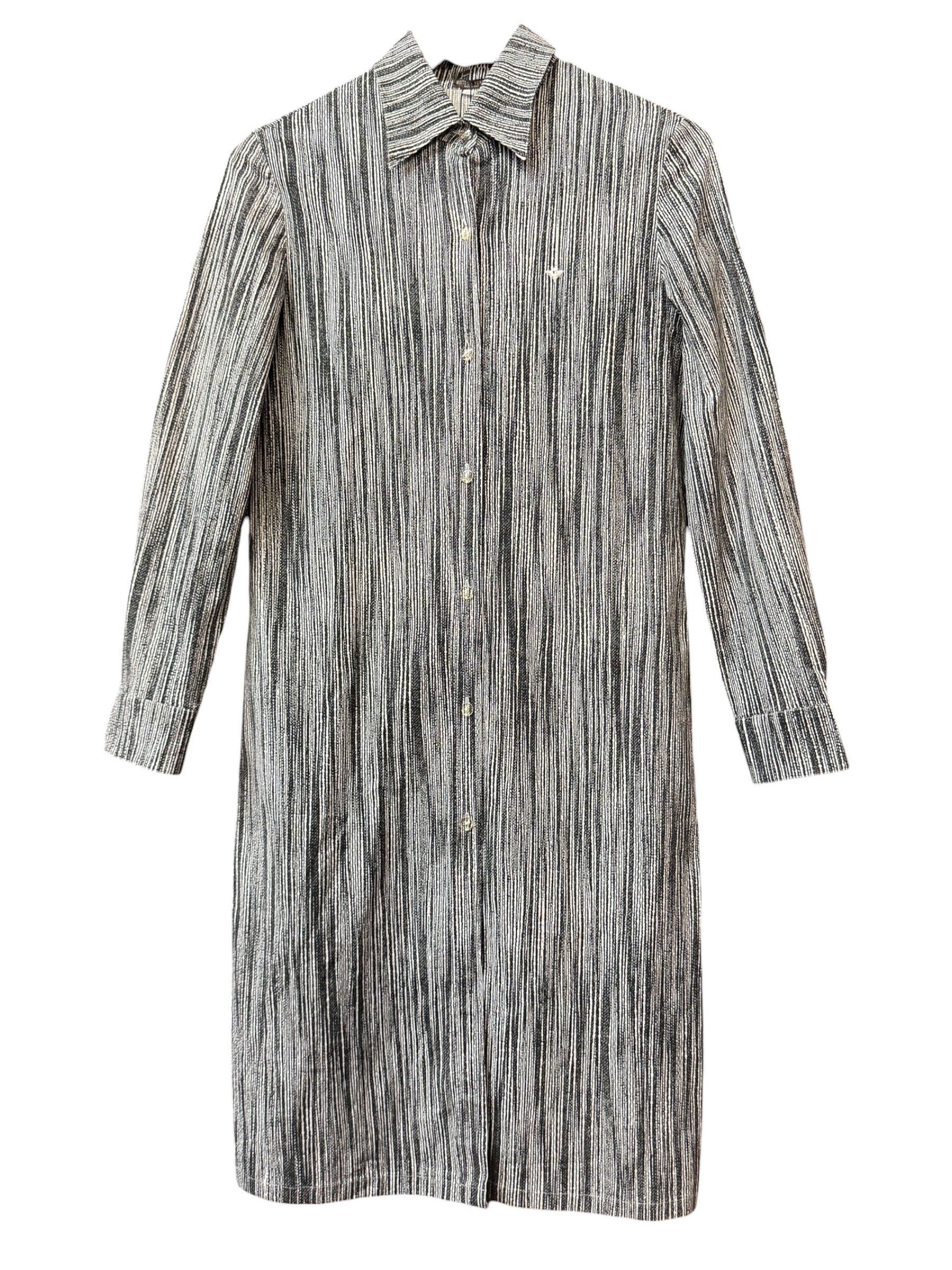 Bottega Veneta Black/White Stripped Button-Down Dress