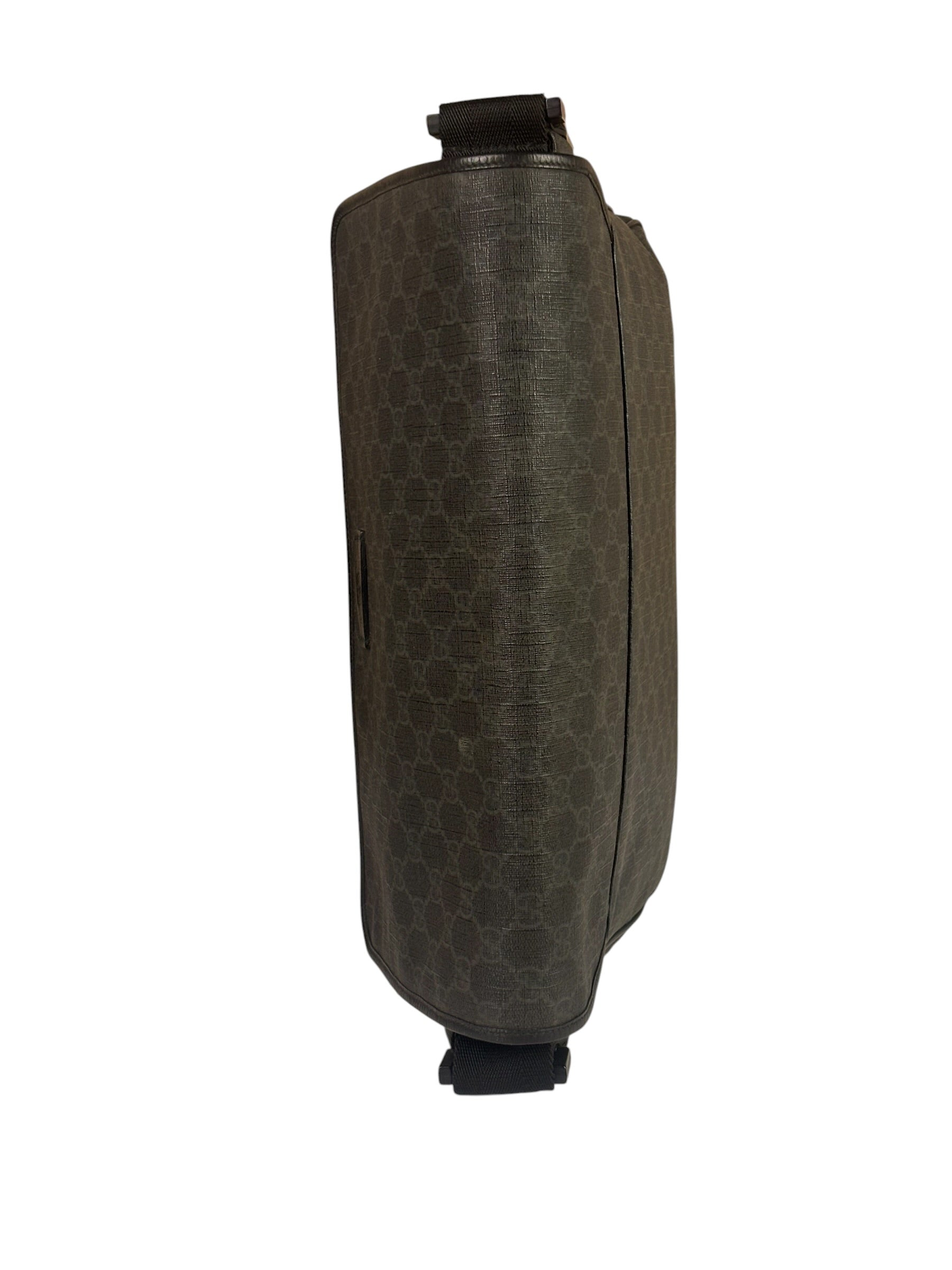 Gucci Grey/Black Leather GG Supreme Messenger Bag