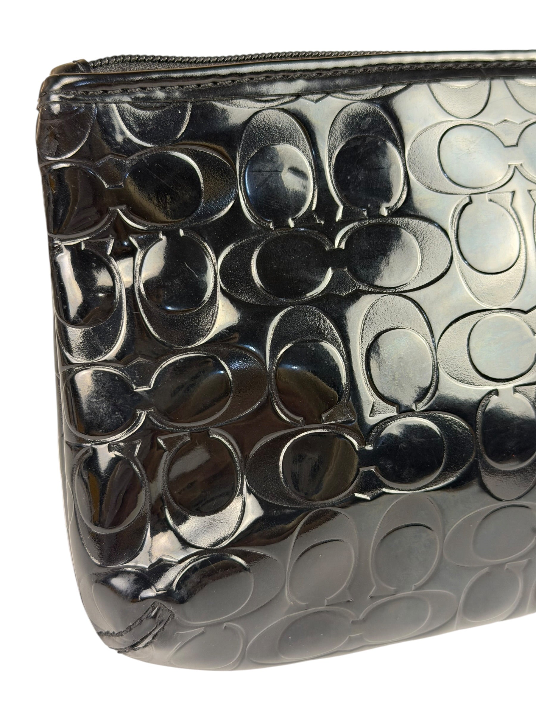 Coach Black Patent Leather Heart & Bow Wristlet