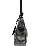 Prada Black Satin/Saffiano Leather Trim  Re-Edition Crystal-Studded Mini Pochette 2005