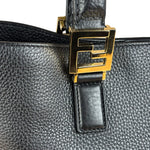 Fendi Black Leather Small FF Tote Two-Way Bag