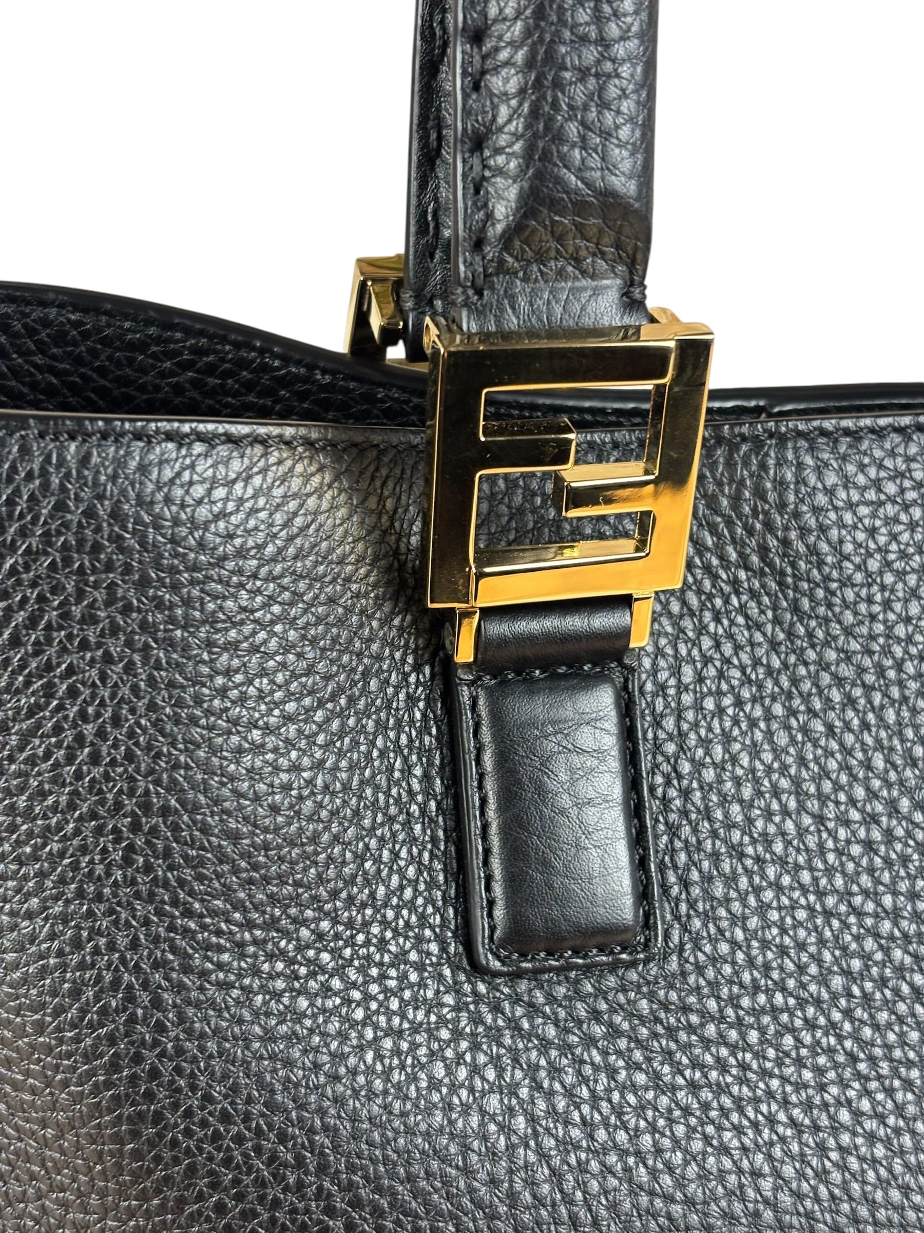 Fendi Black Leather Small FF Tote Two-Way Bag