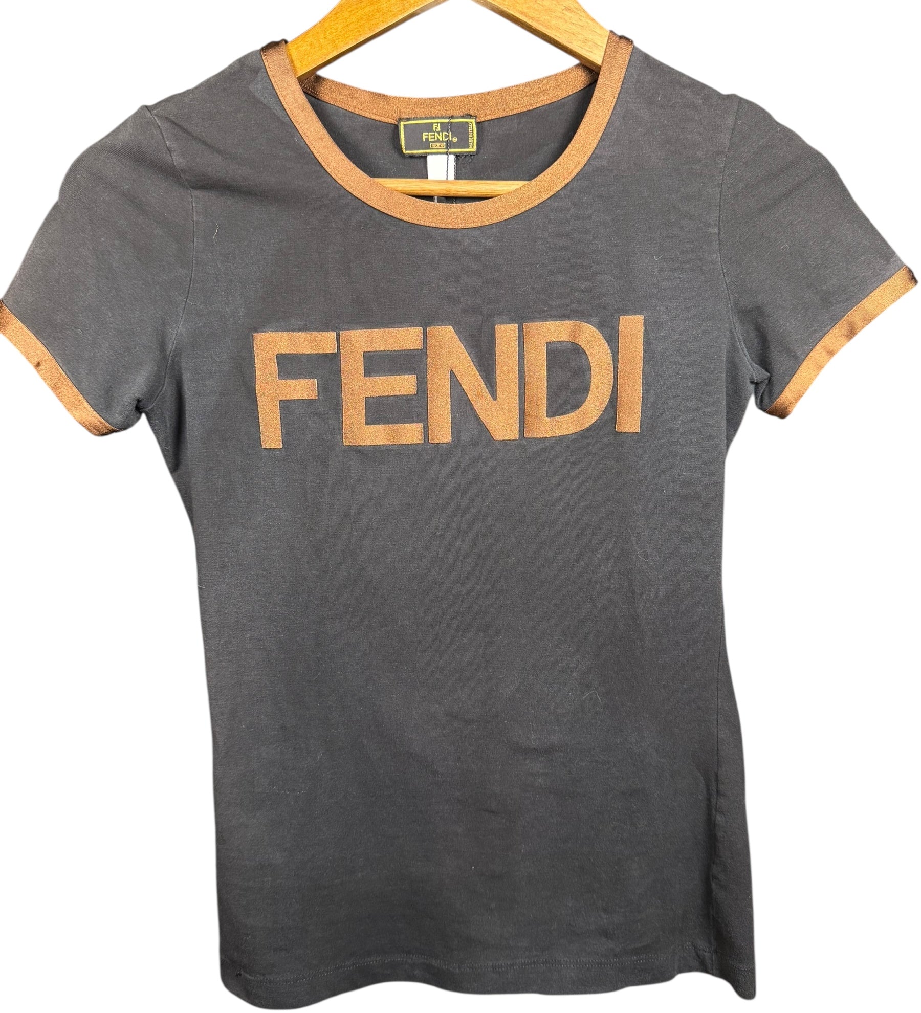 Fendi Logo Black Short Sleeve Top