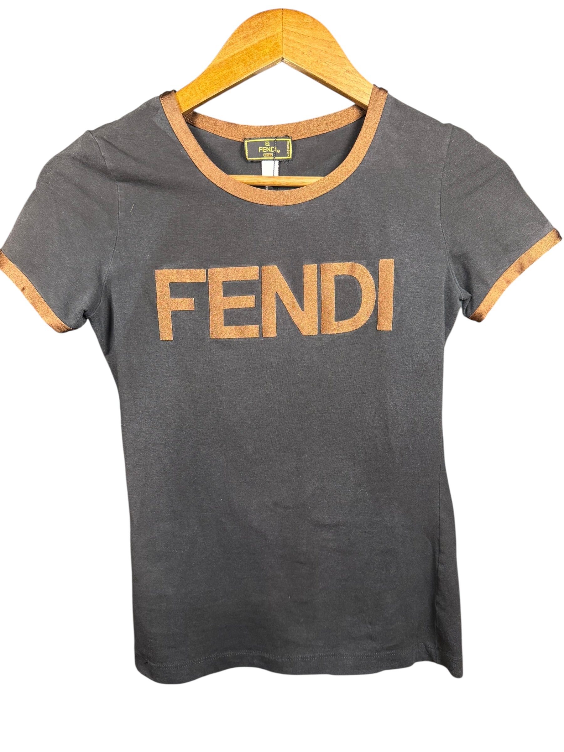 Fendi Logo Black Short Sleeve Top