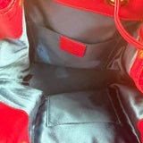 Gucci Red Velvet Leather Trim Marmont Matelasse Bucket Bag