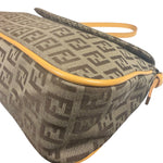 Fendi Beige Leather Trim Zucca Pochette