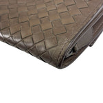 Bottega Veneta Grey Leather Intrecciato Flap Wallet