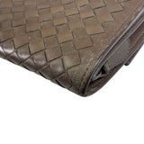 Bottega Veneta Grey Leather Intrecciato Flap Wallet