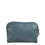 Hermes Blue Leather Cosmetic Pouch