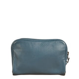Hermes Blue Leather Cosmetic Pouch