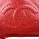 Chanel Red Caviar Leather CC Logo Tote Bag