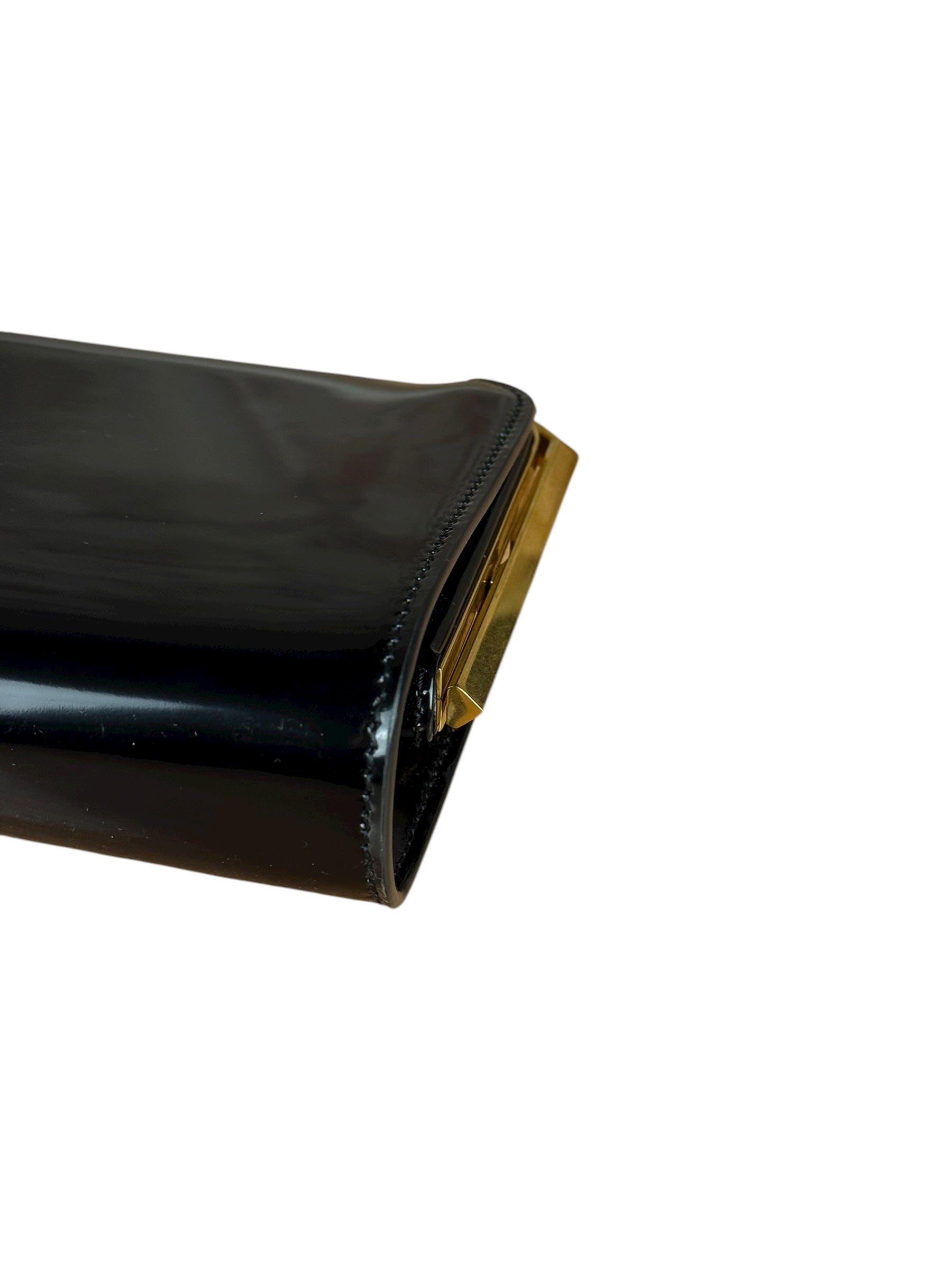 Saint Laurent Black Patent Date Charnière Minaudière Clutch