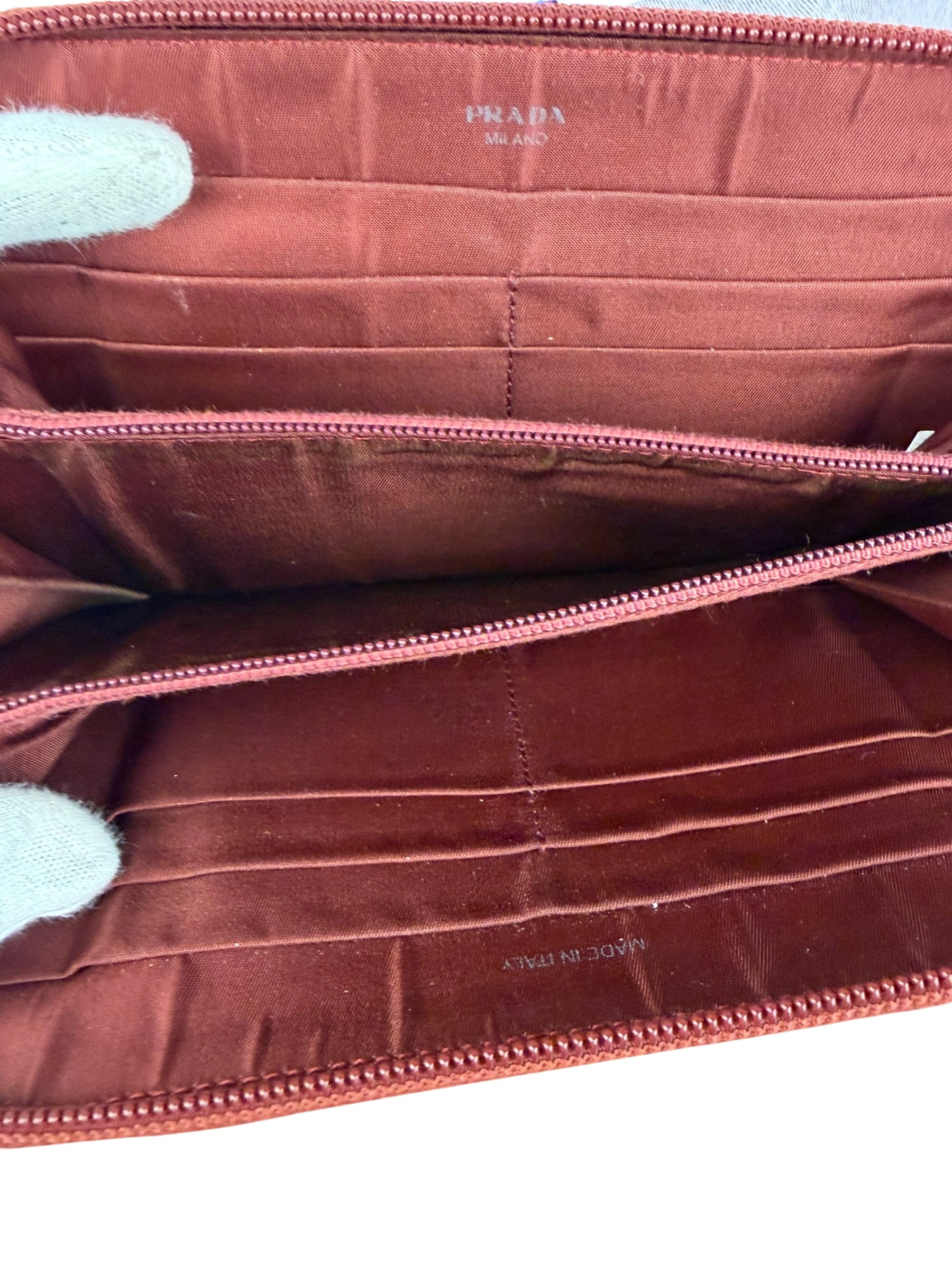 Prada Vintage Red Nylon Zip-Around Sport Long Wallet