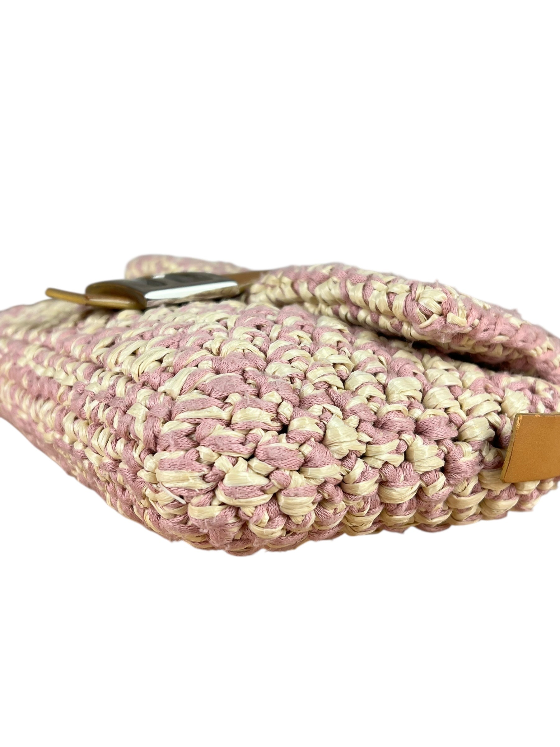 Fendi Raffia Crochet Baguette