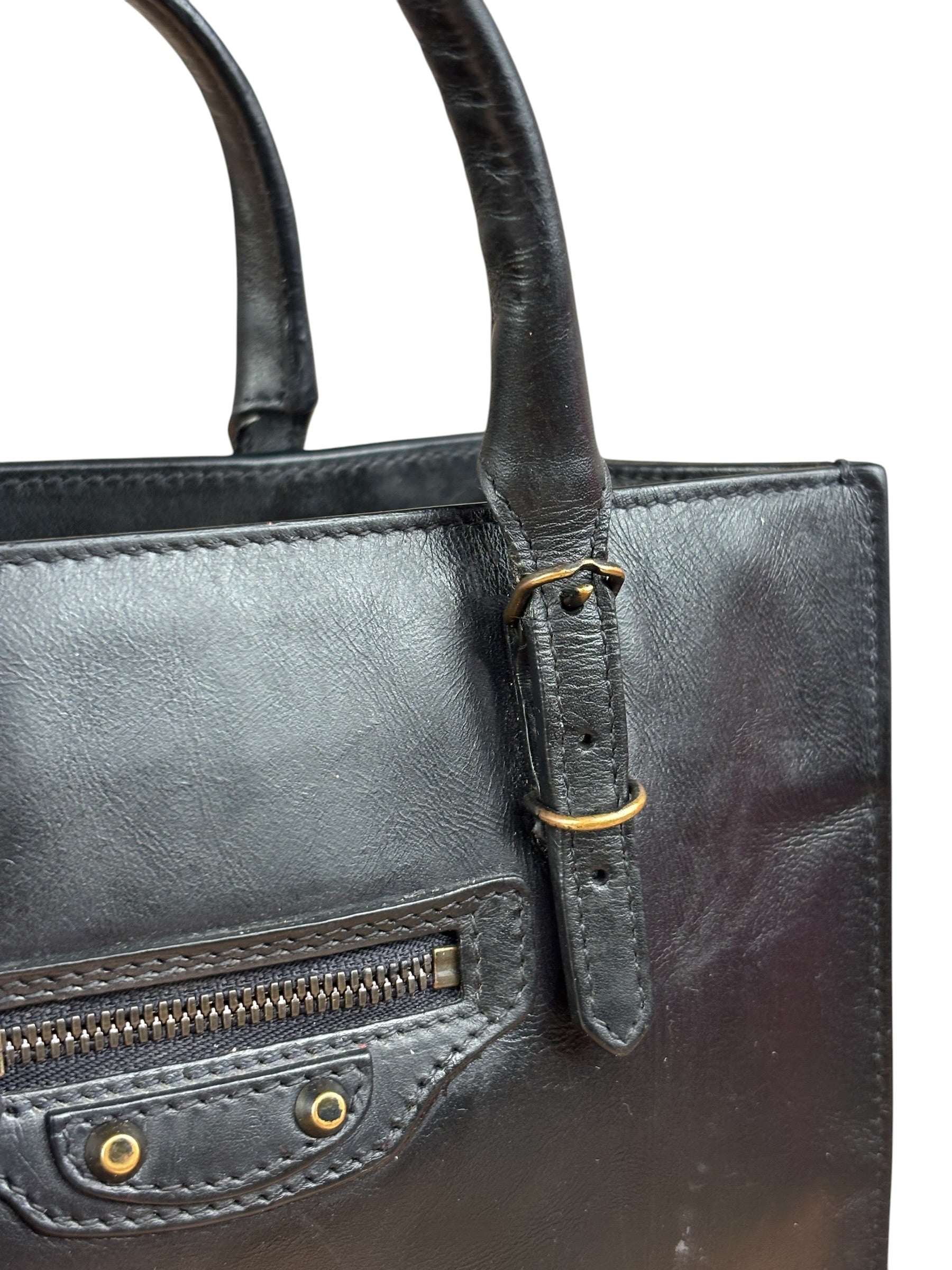 Balenciaga Black Leather papier A4 Tote Bag