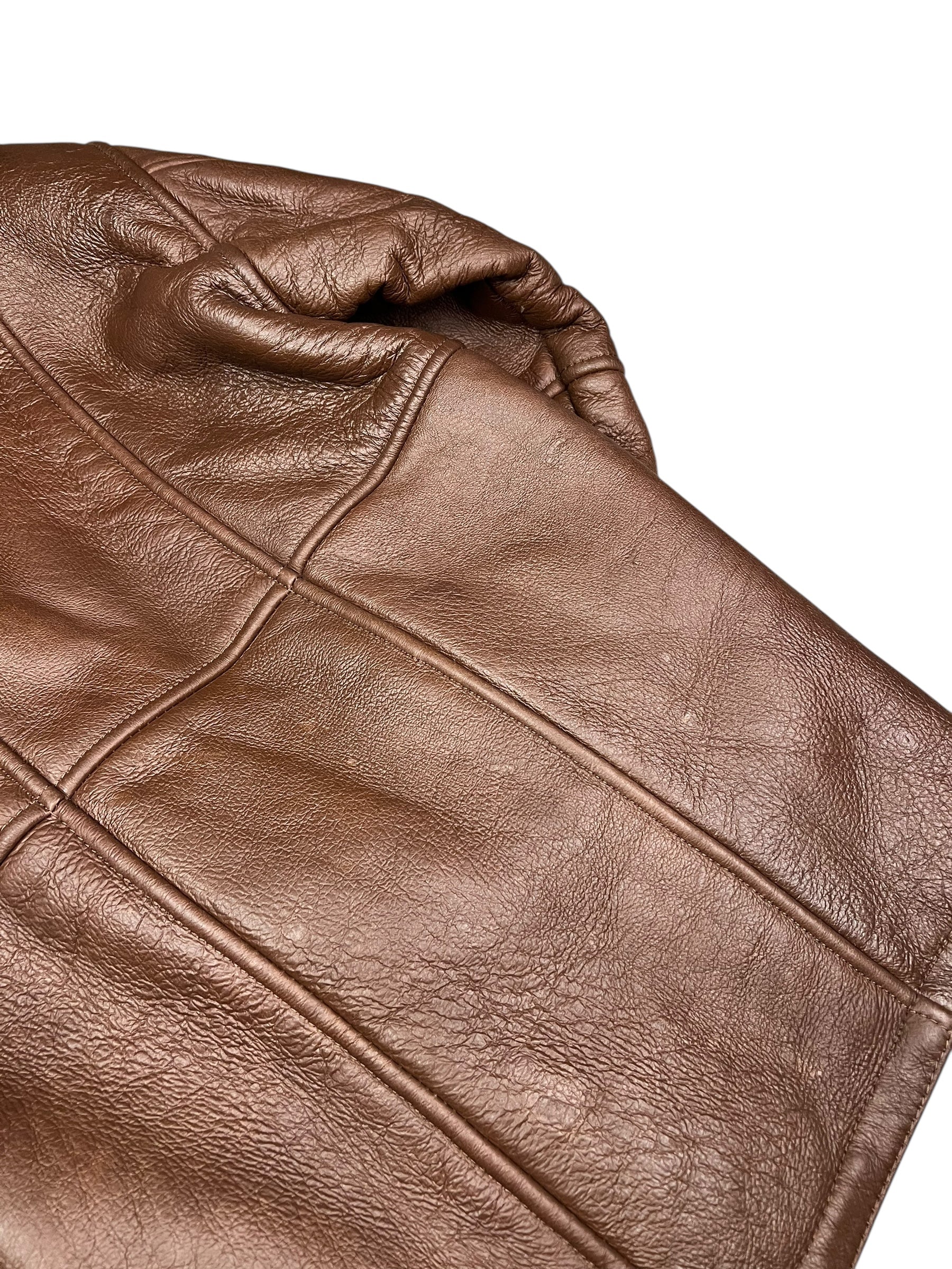 Vintage Leather Fur Lined Long Coat