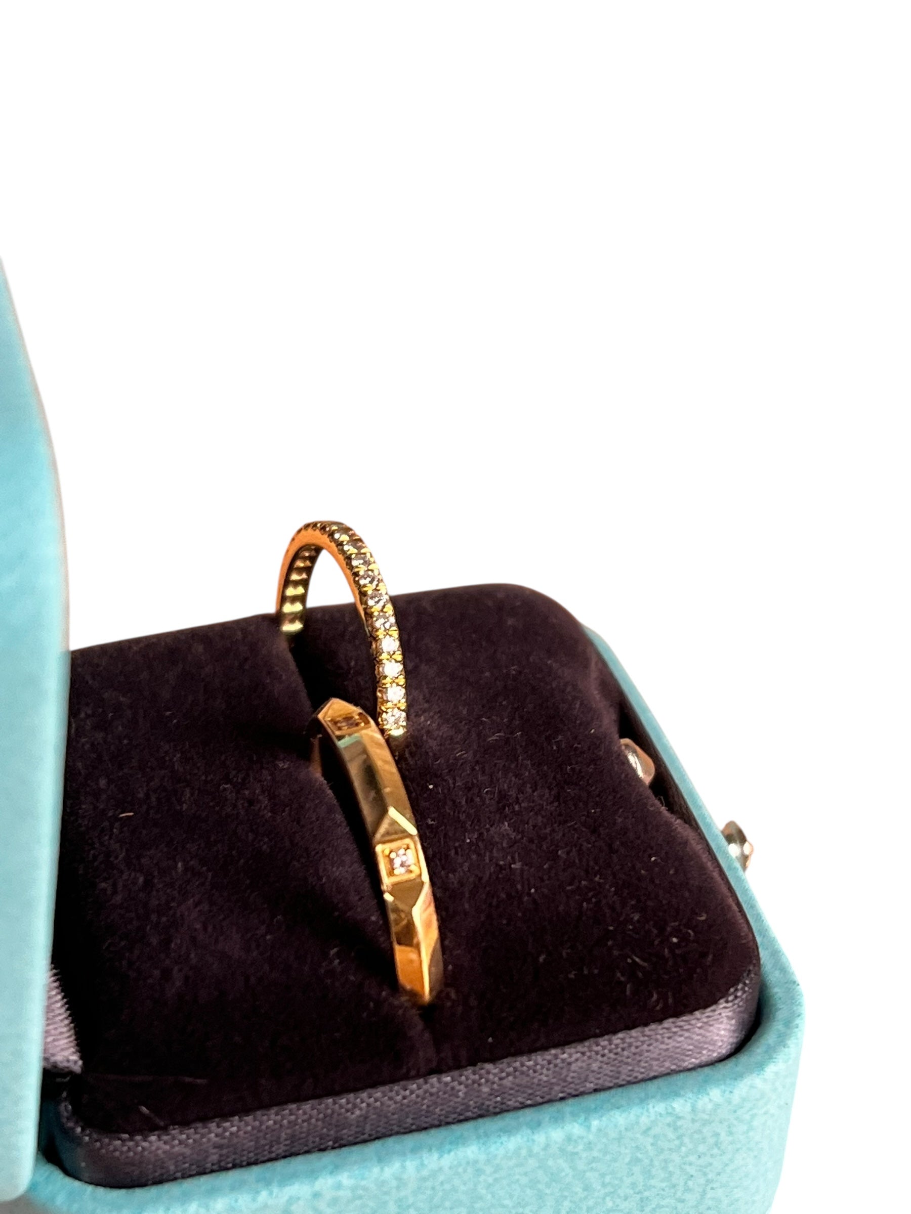 Tiffany & Co His & Hers Rings 18k Gold w/ Diamonds