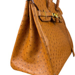Hermes Birkin 35 Ostrich Leather Handbag Gold Hardware