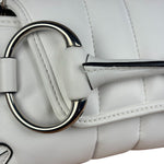 Gucci White Quilted Metelasse Leather Horsebit Chain Shoulder Bag