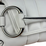 Gucci White Quilted Metelasse Leather Horsebit Chain Shoulder Bag