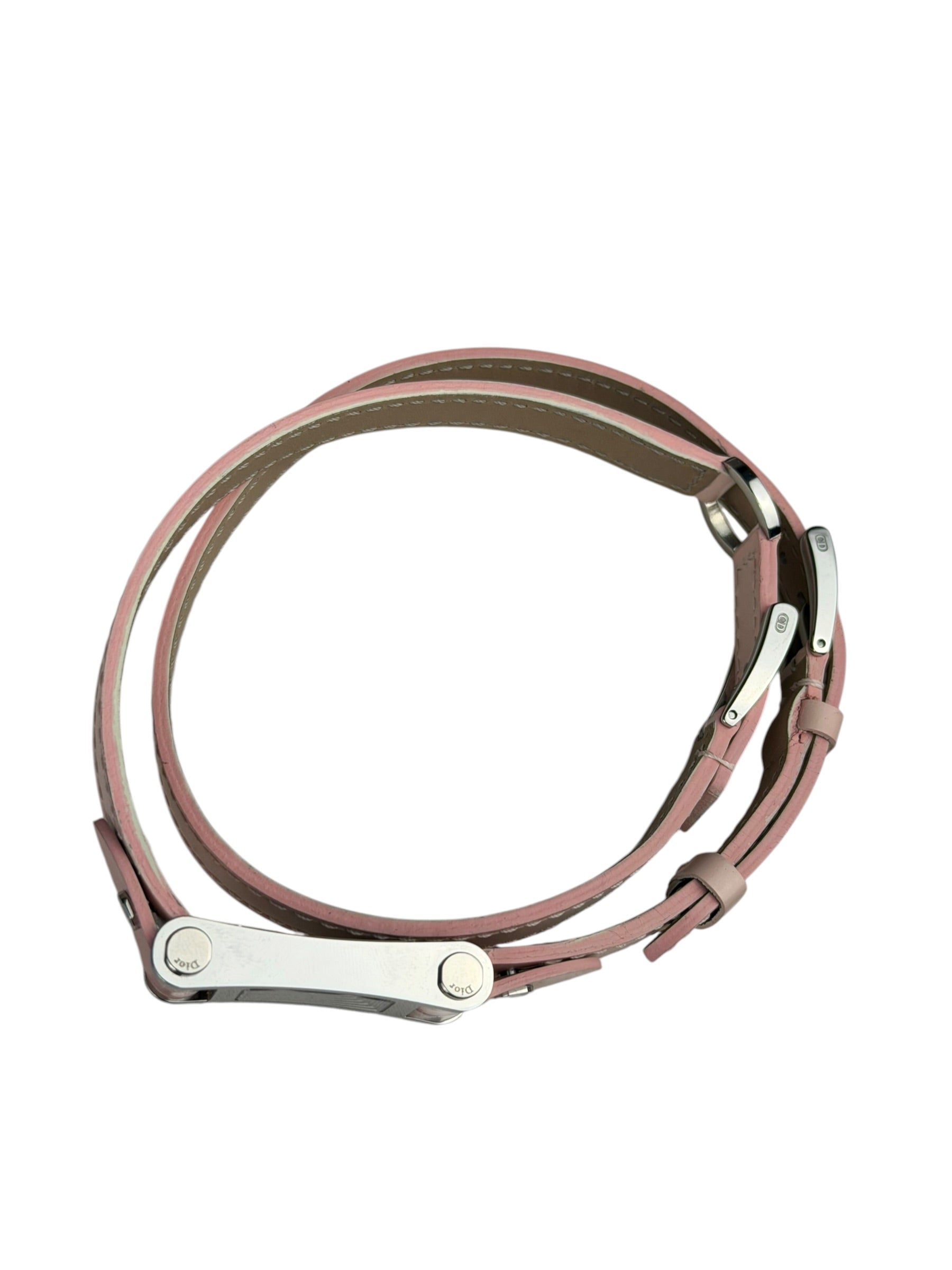 Dior D104 Pink Leather Double Strap Watch