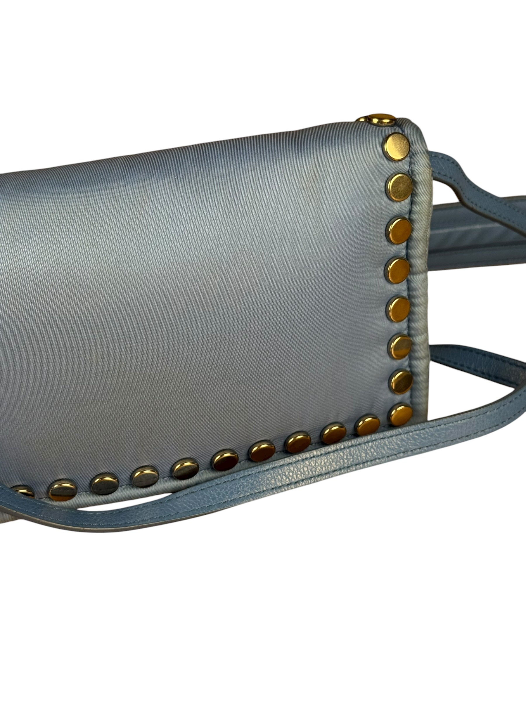 Prada Nylon Blue Studded Crossbody Bag