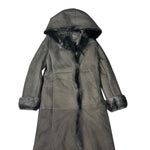 Vintage Black Fur Lined Suede Long Coat