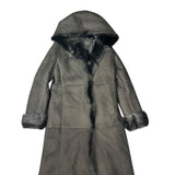 Vintage Black Fur Lined Suede Long Coat