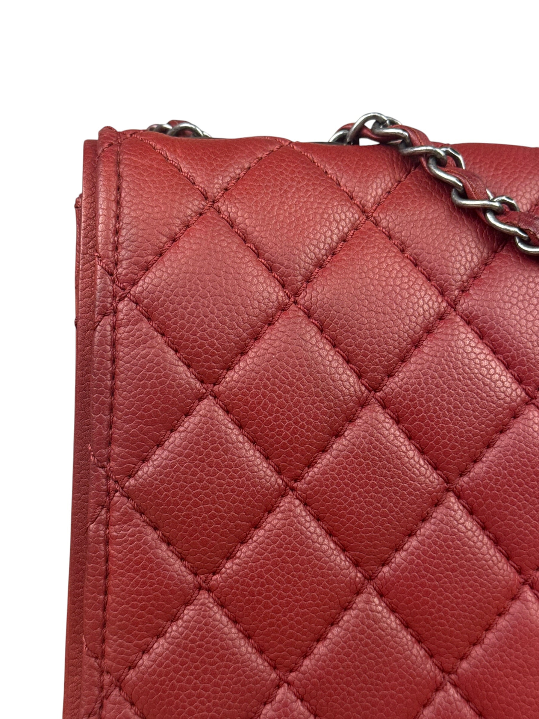 Chanel Red Caviar Leather Maxi Chain Flap Bag 2014