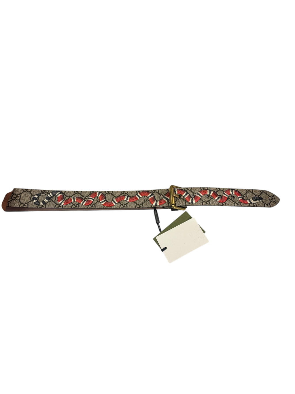 Gucci Beige GG Supreme Snake Print Leather  Belt